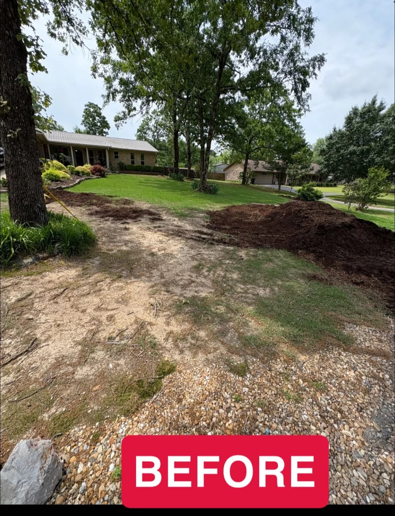 Landscape beds before fresh mulch was installed